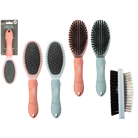 Soft grip double pin/bristle brush