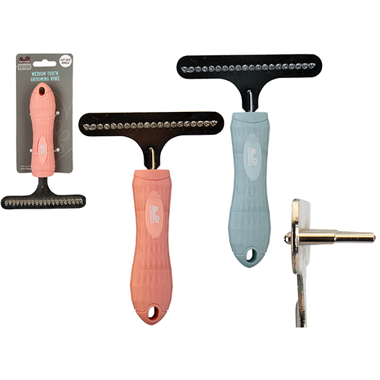 Soft grip grooming rake