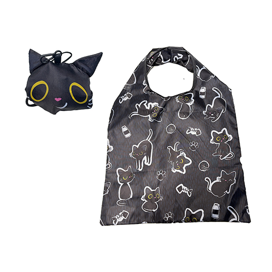 Lucky the black cat folding shopper